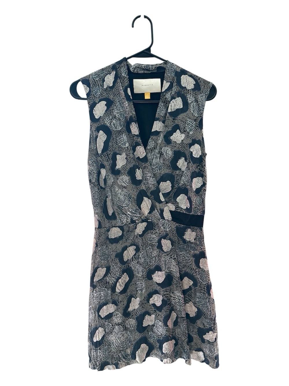 leifsdottir Blue and White Sleeveless Printed Wrap-Style Mini Dress Size 0
